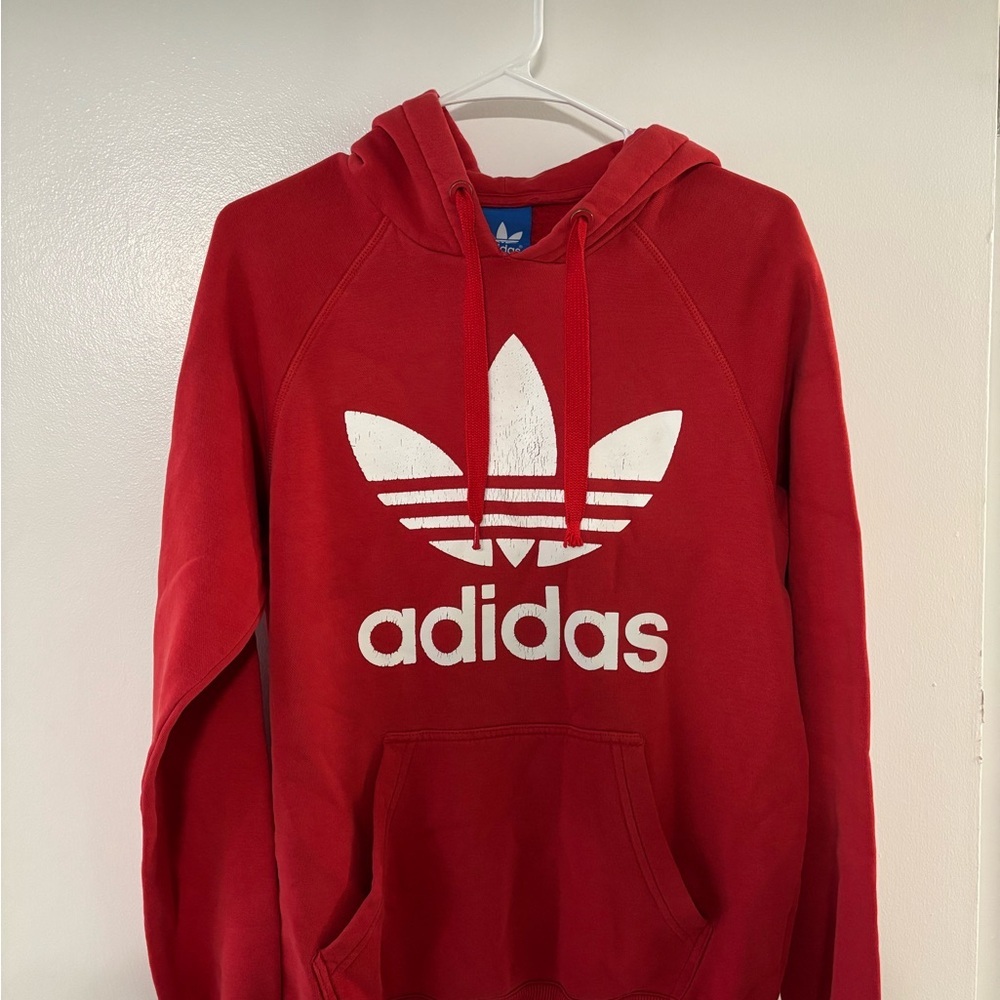 Adidas Bold Red Hoodie with Trefoil Logo
